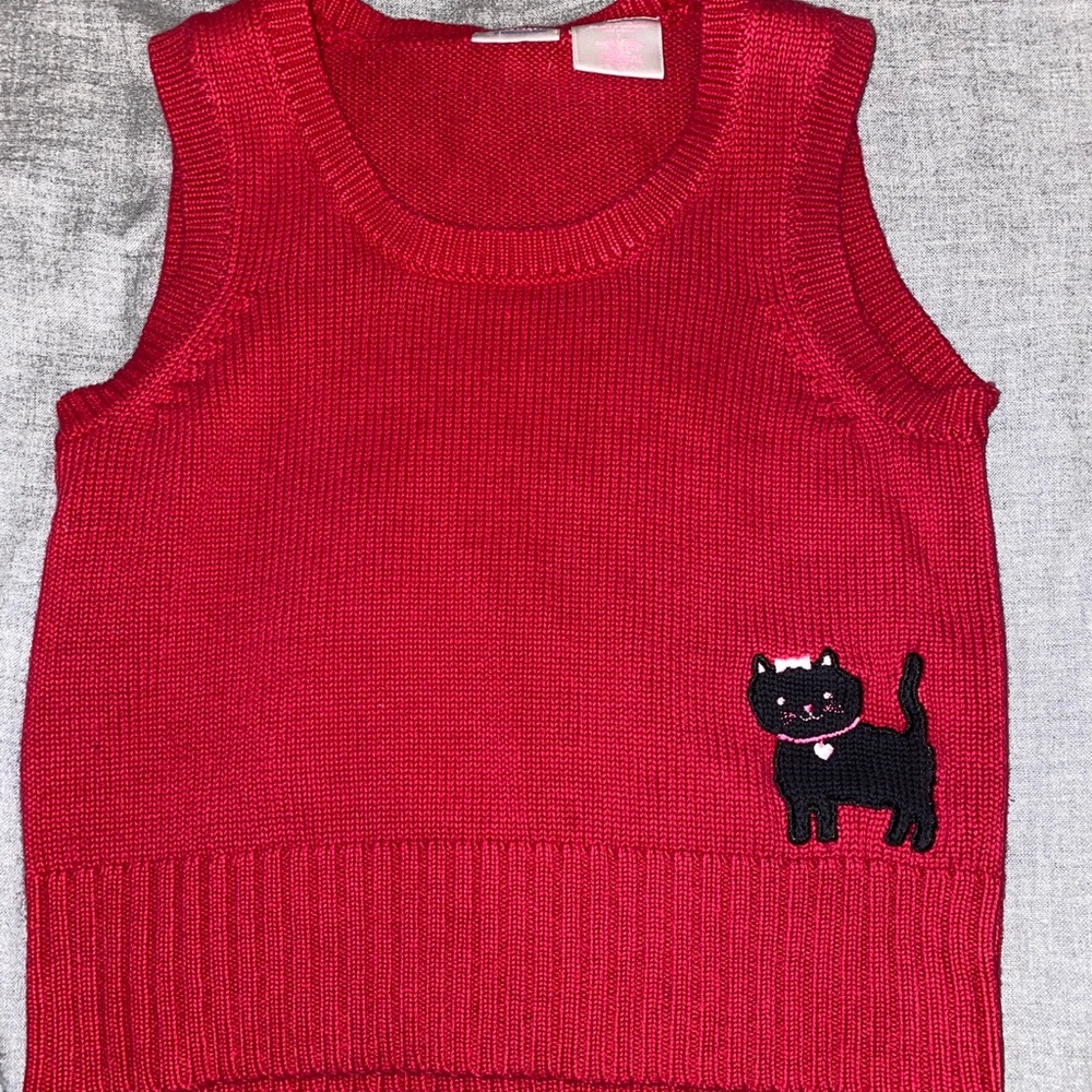 x-small/small red cat sweater crop top